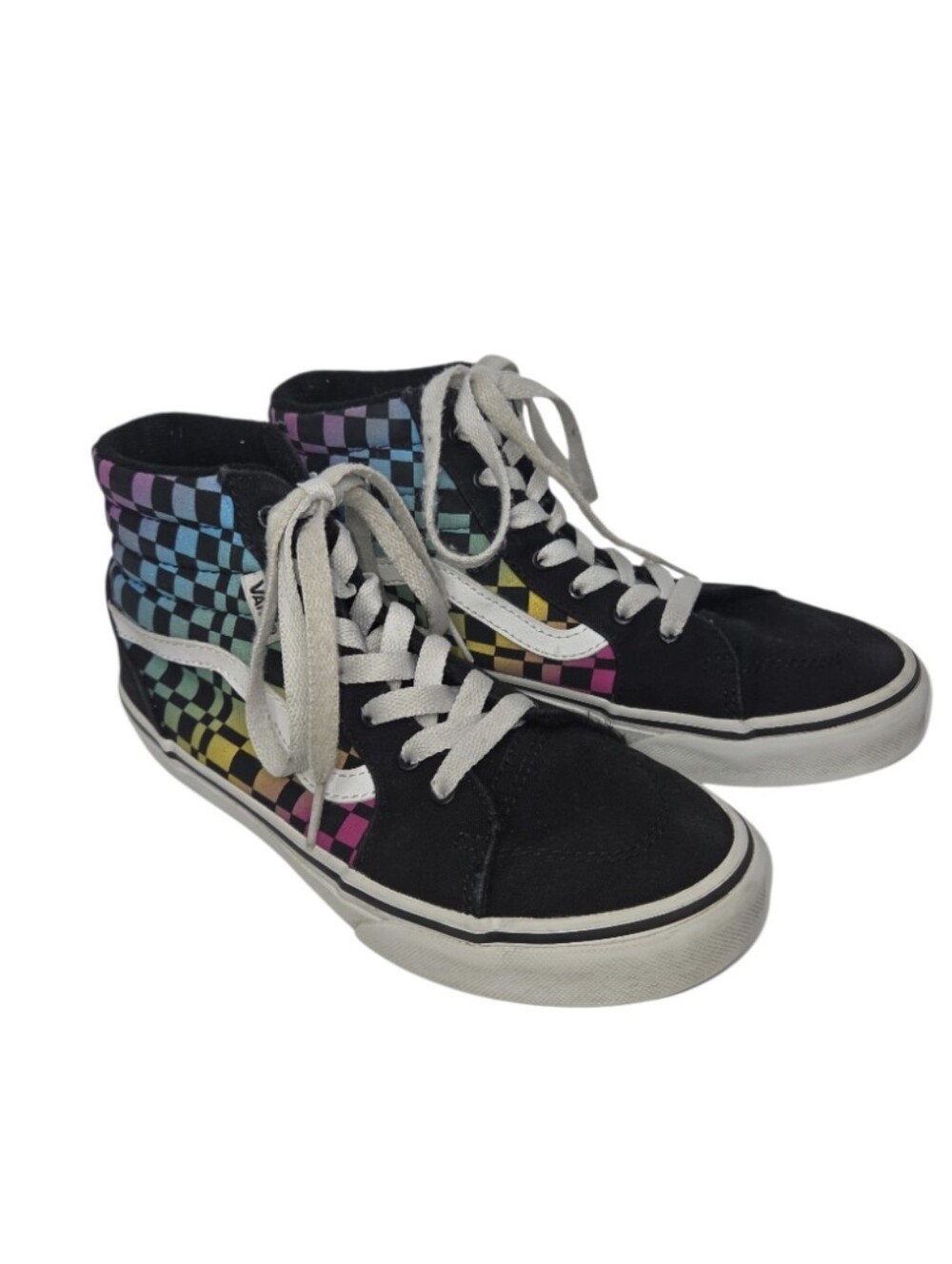 Vans Off The Wall Filmore Rainbow Checkerboard High Top Sneaker Size 2.5